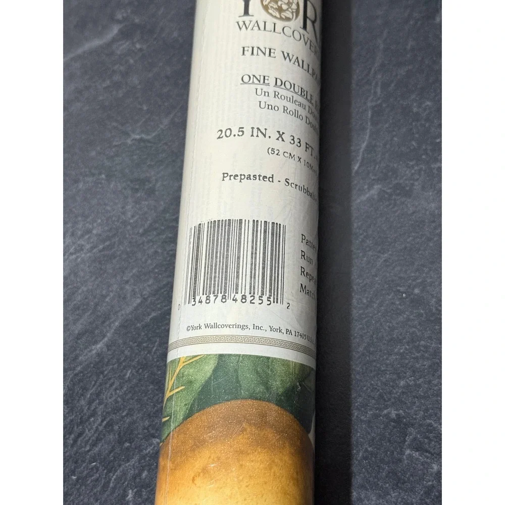 Vintage York Wallcoverings EC1235 Pear Wallpaper‎ Prepasted Never Opened 56 SQFT